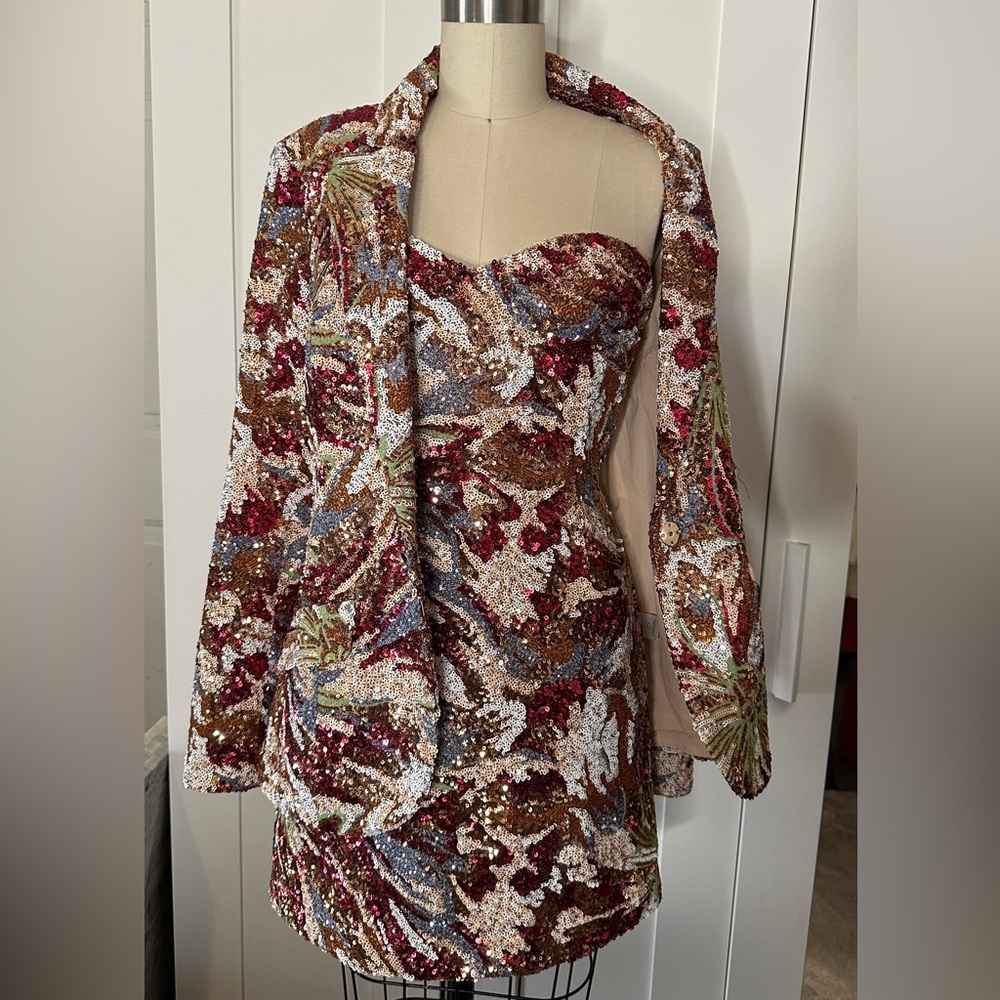 Fashion Nova Sequin Embellished Multicolor Blazer Set